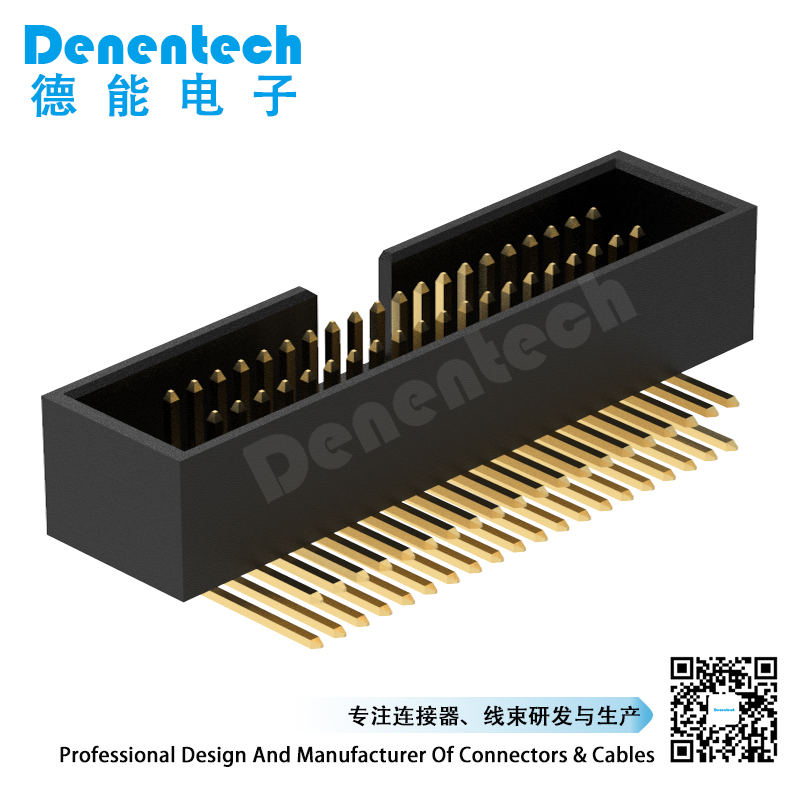Denentech low price 1.27x2.54MM H7.1MM dual row right angle DIP box header connector